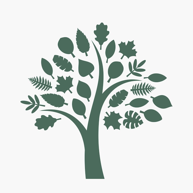 Árbol verde con varias hojas Ilustración de vector de árbol estilizado