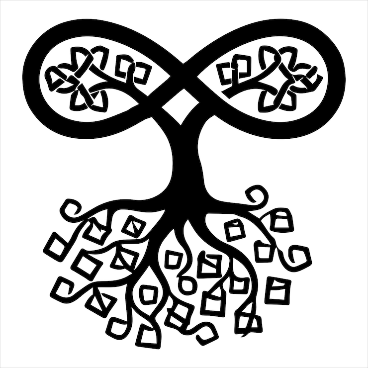 Vector árbol de la vida obra artística vectorial de silueta celta