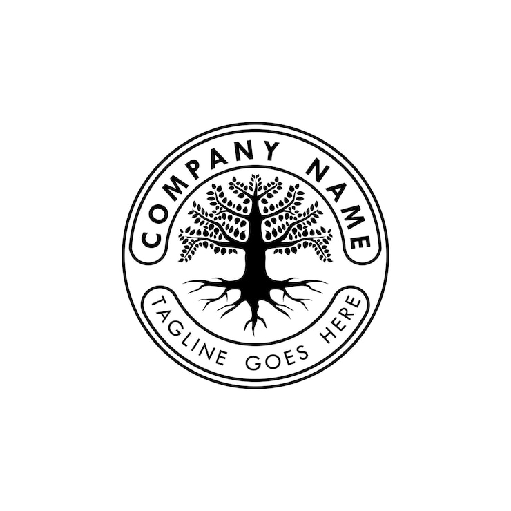 Vector árbol de la vida roble banyan naturaleza emblema insignia pegatina etiqueta logotipo diseño vector