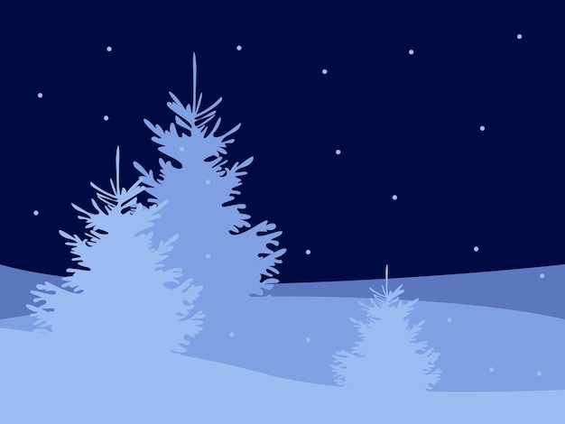 Árboles de abeto nevados Ilustración plana vectorial