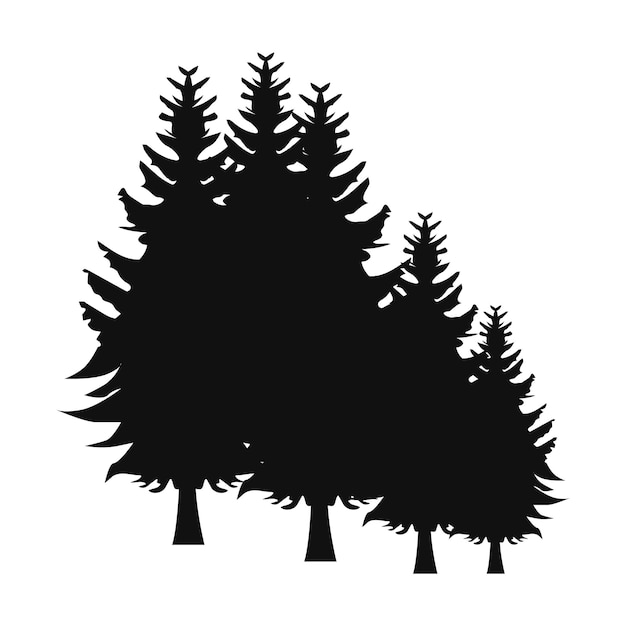 Árboles antiguos y siluetas forestales sobre un fondo blanco