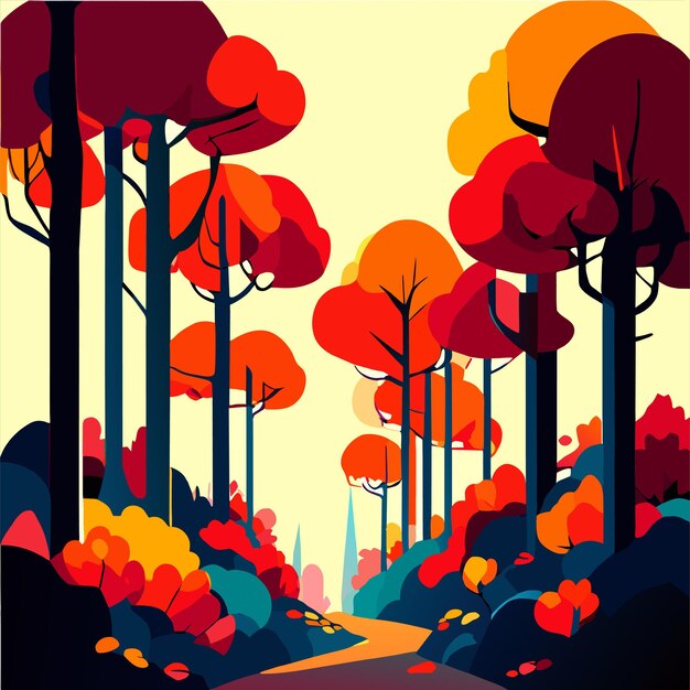 Vector Árboles coloridos de otoño hermosa ilustración vectorial