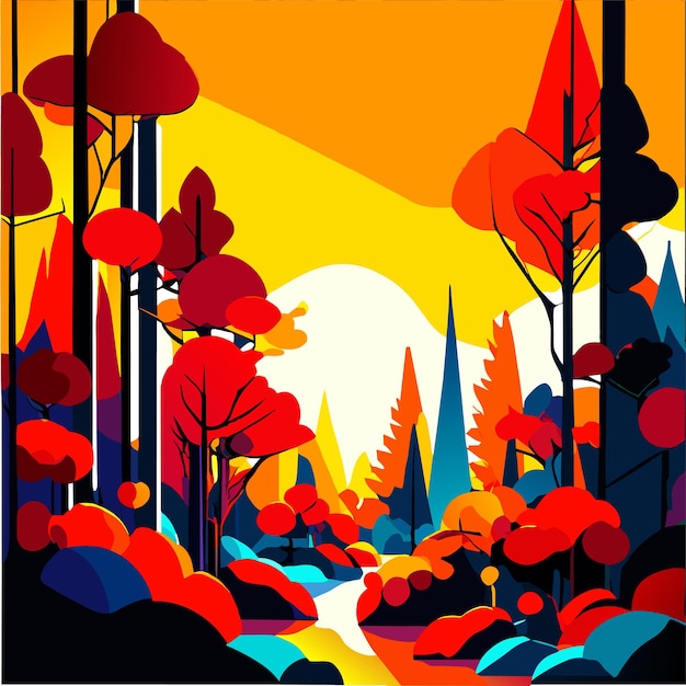 Vector Árboles coloridos de otoño hermosa ilustración vectorial