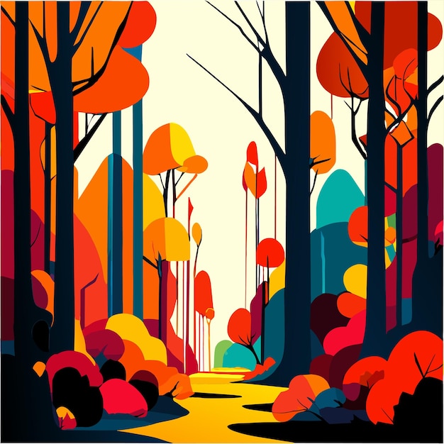 Vector Árboles coloridos de otoño hermosa ilustración vectorial