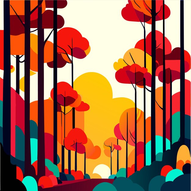 Vector Árboles coloridos de otoño hermosa ilustración vectorial