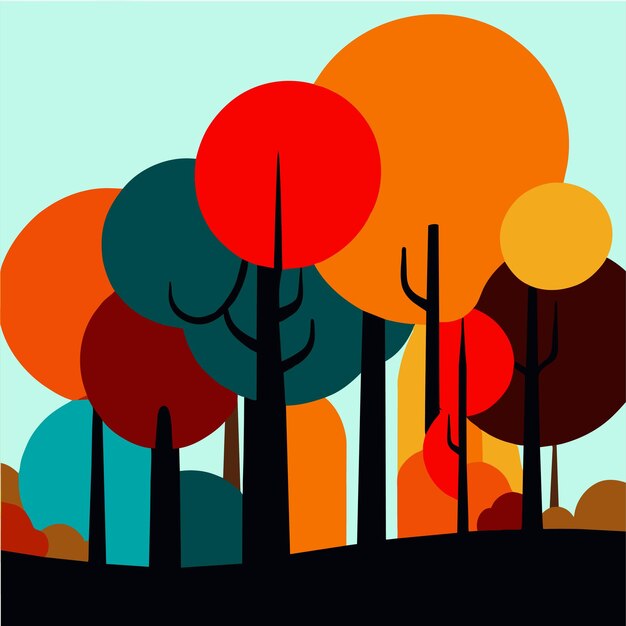 Vector Árboles coloridos de otoño hermosa ilustración vectorial