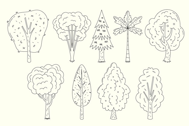 árboles dibujados a mano dibujo ilustración