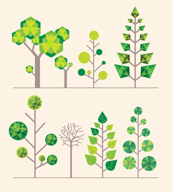 árboles diversos geométricos establecer naturaleza