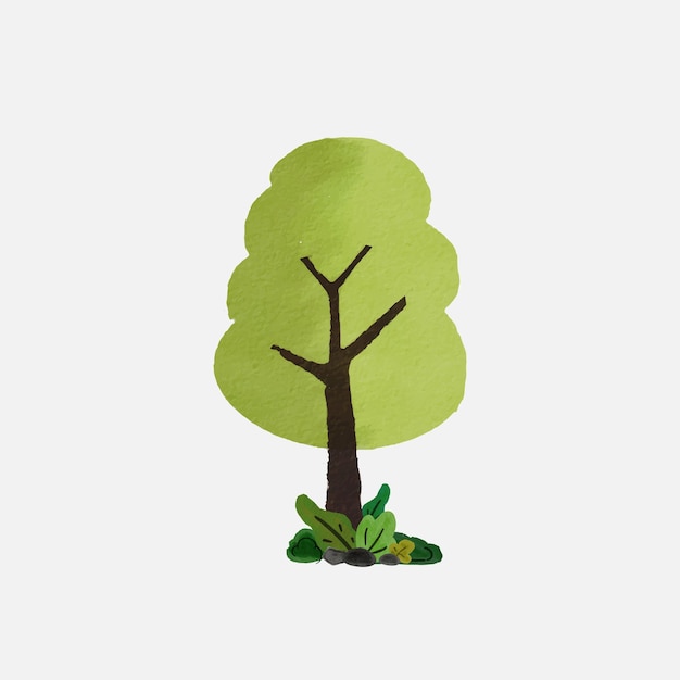 Árboles estilizados de acuarela ilustración de vector natural ilustración de vector de árbol de vista lateral