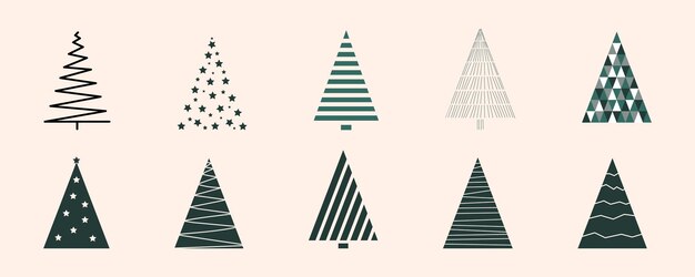 Árboles de Navidad Ajuntamiento de árboles de Navidad Diseño plano moderno Vector