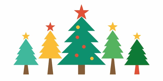 Árboles de Navidad arte vectorial en fondo blanco