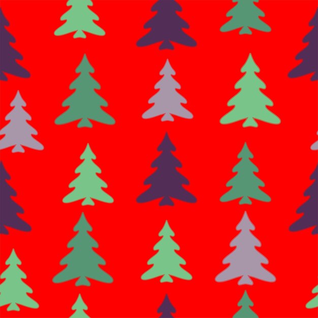 Árboles de Navidad de colores con fondo de patrón sin costuras