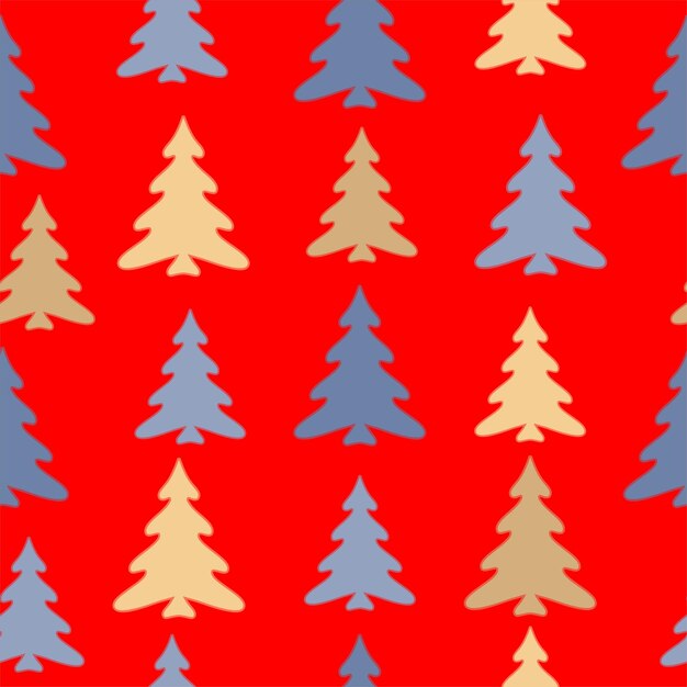 Árboles de Navidad de colores con fondo de patrón sin costuras