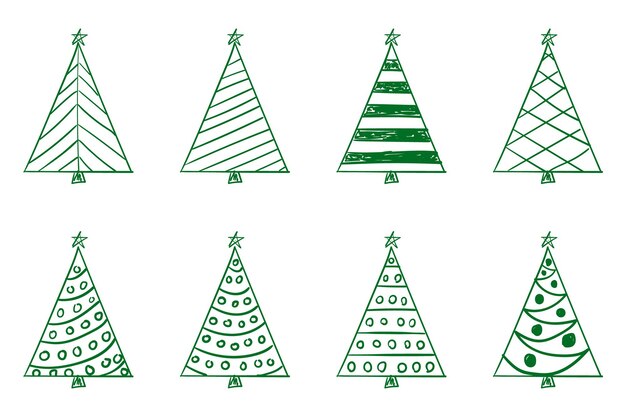 Árboles de Navidad con contorno verde