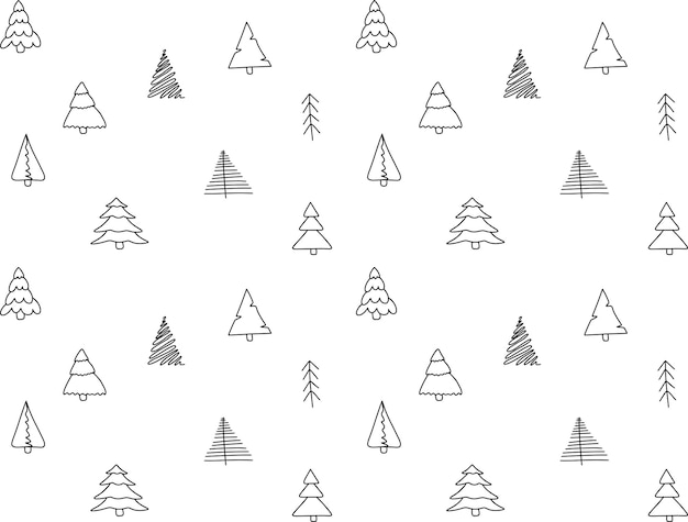 Árboles de Navidad dibujados a mano Ilustración vectorial de garabatos sin costura