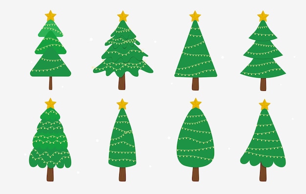 Árboles de Navidad en diferentes formas conjunto vectorial ilustración árboles de Navidad conjunto aislado