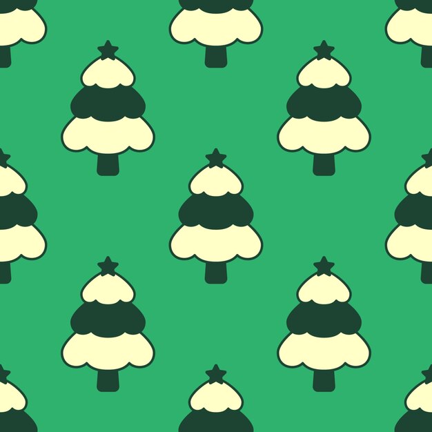 Árboles de Navidad en fondo verde patrón sin costuras vectorial