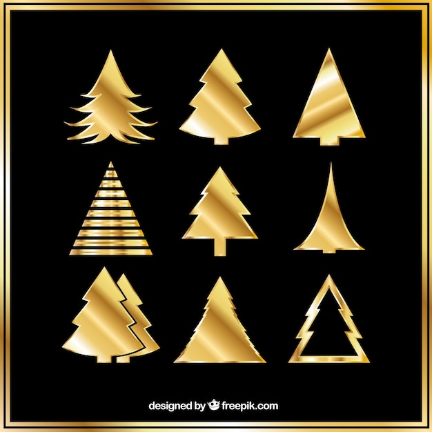 Vector Árboles de navidad de oro