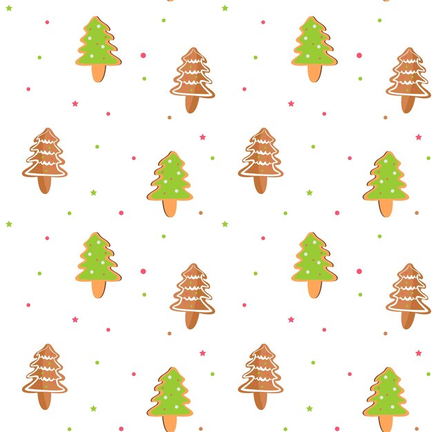 Árboles de Navidad de pan de jengibre con patrón navideño de glaseado