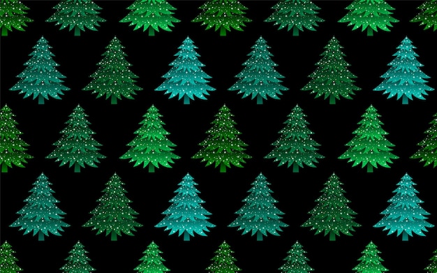Árboles de Navidad de patrones sin fisuras Abetos con copos de nieve de fondo sin fisuras