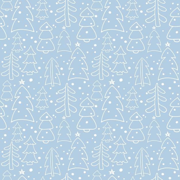 Árboles de Navidad de patrones sin fisuras de invierno en el bosque Fondo geométrico abstracto azul