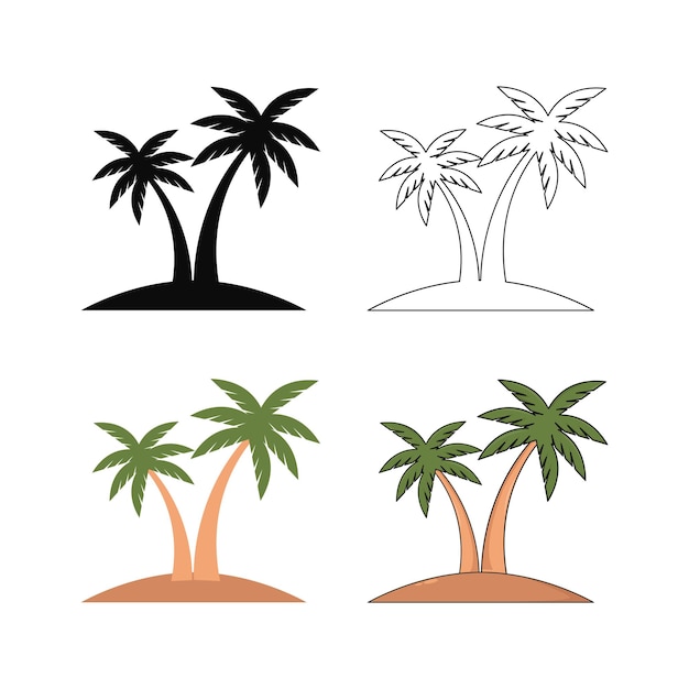 árboles de palma conjunto de iconos diseño vectorial plantilla de logotipo para el verano