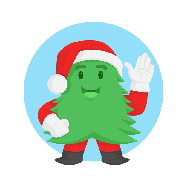 Árboles, santa claus, carácter, mascota, logotipo, vector, ilustración