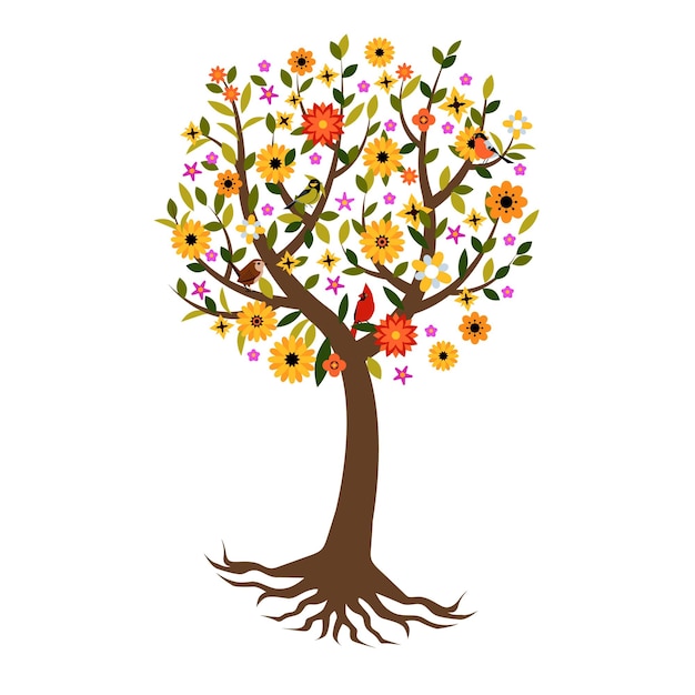 Un arbolito colorido una ilustración de un árbol real en un parque local
