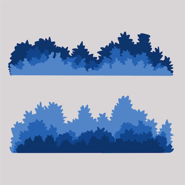 arbustos de colores azules