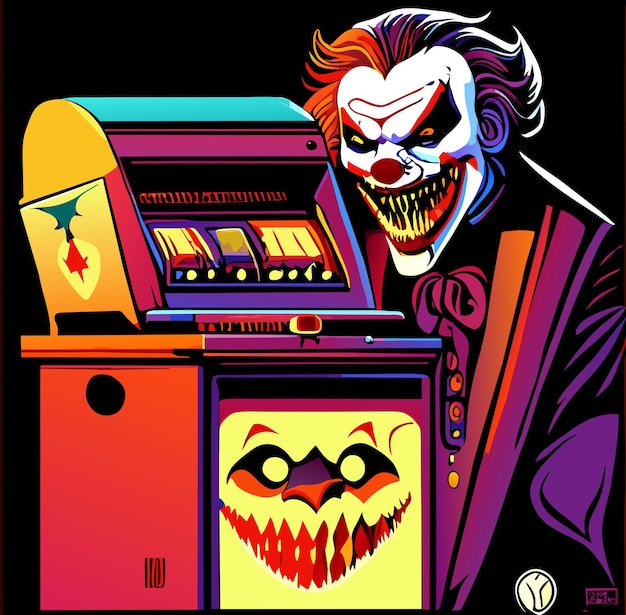 Vector arcade mayhem wicked joker con dientes afilados