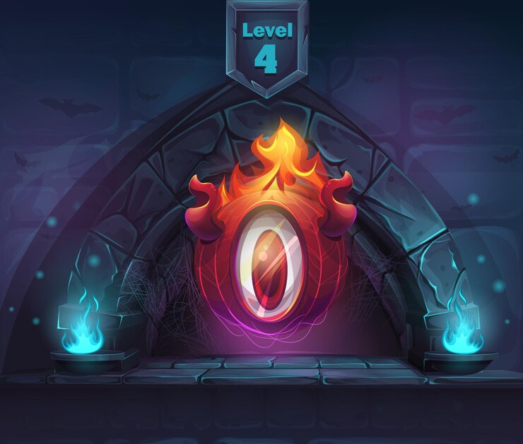 Vector arch magic en el siguiente 4º nivel. para juegos, interfaz de usuario, diseño.