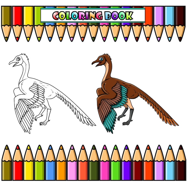 Archaeopteryx de dibujos animados para colorear libro