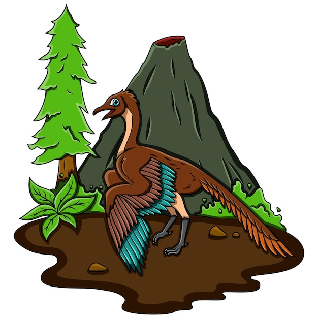 Vector archaeopteryx de dibujos animados en la jungla