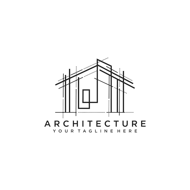 Architect house logo vector de diseño arquitectónico y de construcción Vector Premium