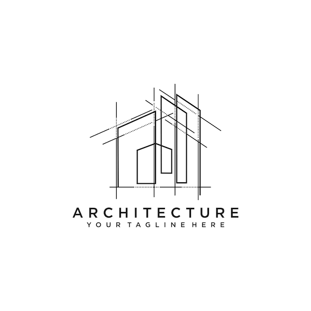Architect house logo vector de diseño arquitectónico y de construcción Vector Premium