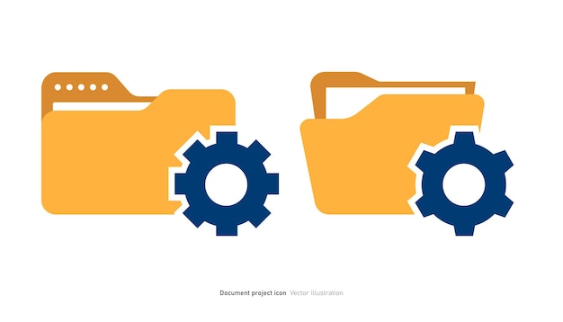 Archivo de diseño de icono de proyecto de documento con ilustración vectorial del símbolo de engranaje