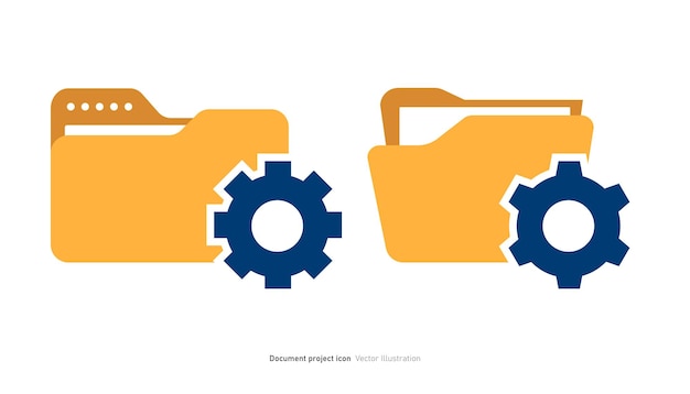 Vector archivo de diseño de icono de proyecto de documento con ilustración vectorial del símbolo de engranaje