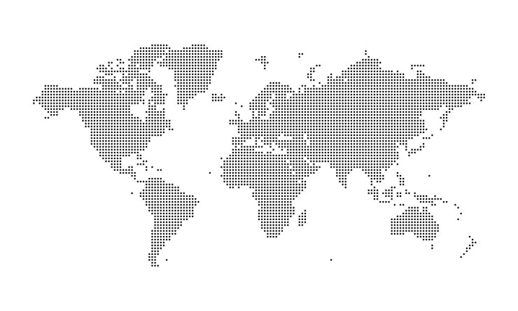 Archivo de diseño vectorial de mapa mundial punteado Simplemente silueta de mapa global punteado con mapa de patrón punteado