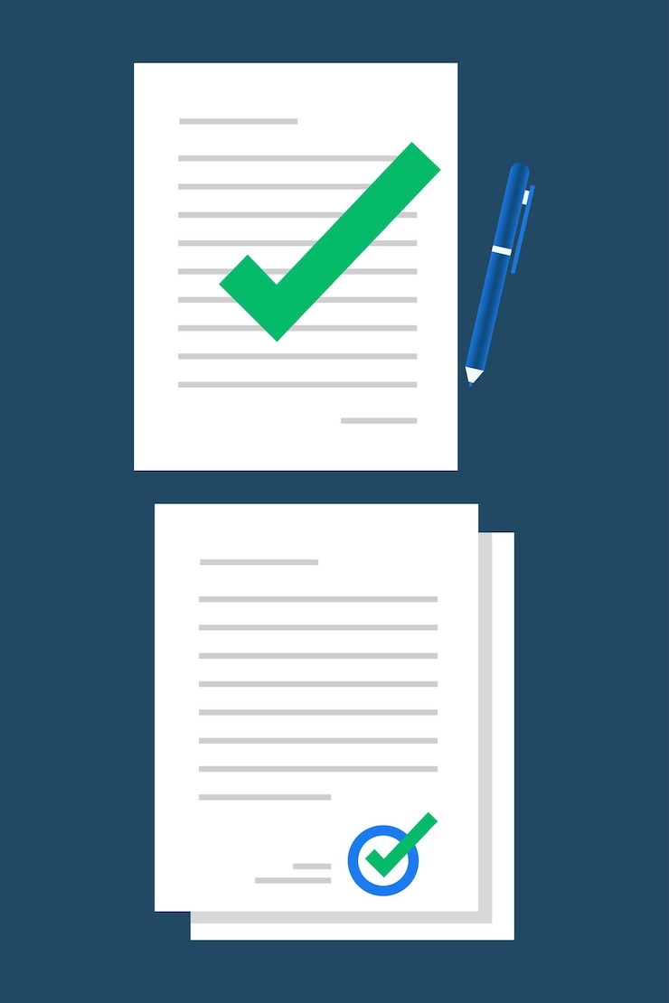 Vector archivo de documento aprobado y confirmado con marca de verificación