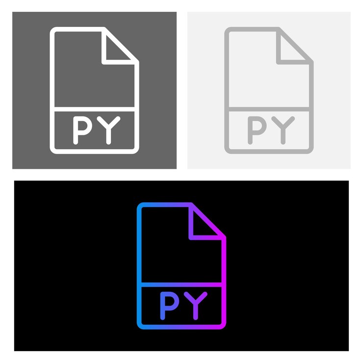 Vector archivo de documento py iconos de gradiente creativo para codificación e ilustración vectorial de desarrollo