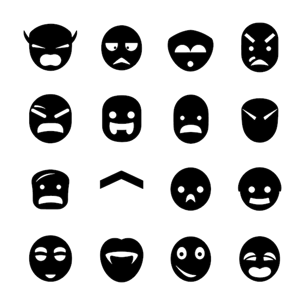 Archivo editable EPS vectorial de silueta de icono de emoción facial