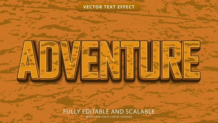 Vector archivo eps editable de efecto de texto de aventura
