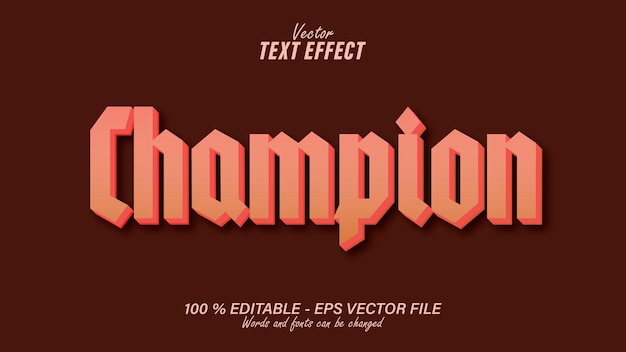 Archivo eps editable de efecto de texto campeón