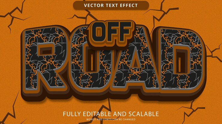 Vector archivo eps editable de efecto de texto fuera de la carretera