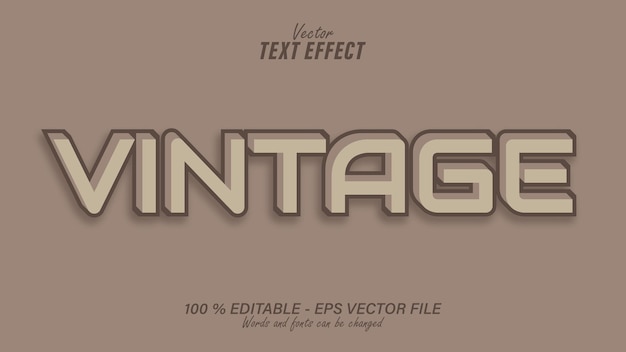 Archivo eps editable de efecto de texto vintage