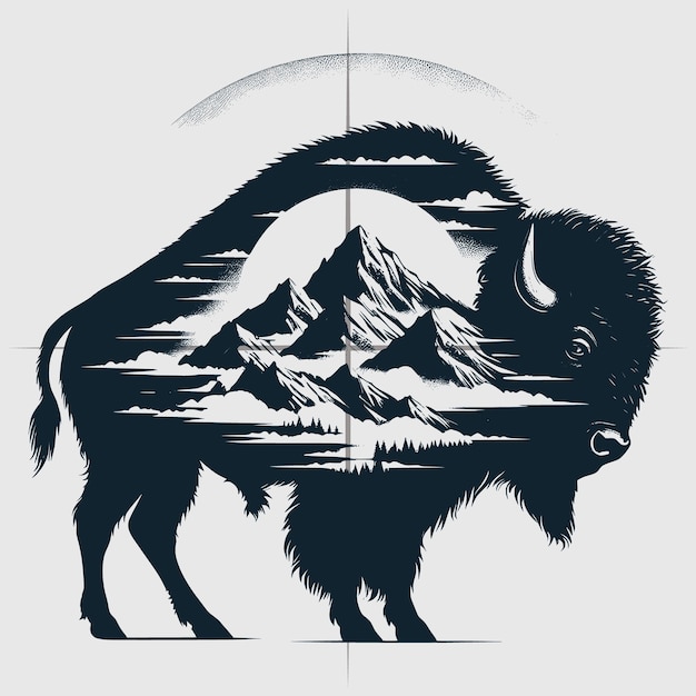Vector el archivo de paquetes de siluetas vectoriales de bisontes diseños de siluetas de bisontes estadounidenses