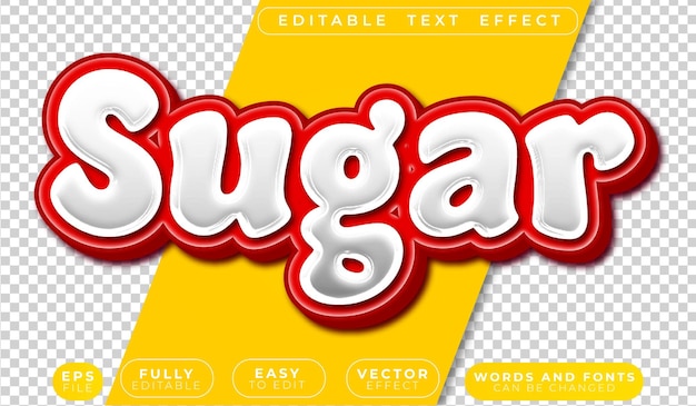 Archivo de texto vectorial totalmente editable de azúcar blanco y dulce