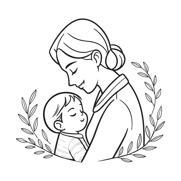 El archivo de trazado de la madre y el bebé Svg