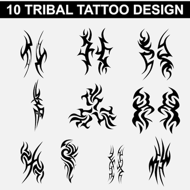 Archivo de vector de colección de diseño de tatuaje tribal