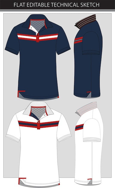 Archivo de vector de dibujo plano tipping collar polo